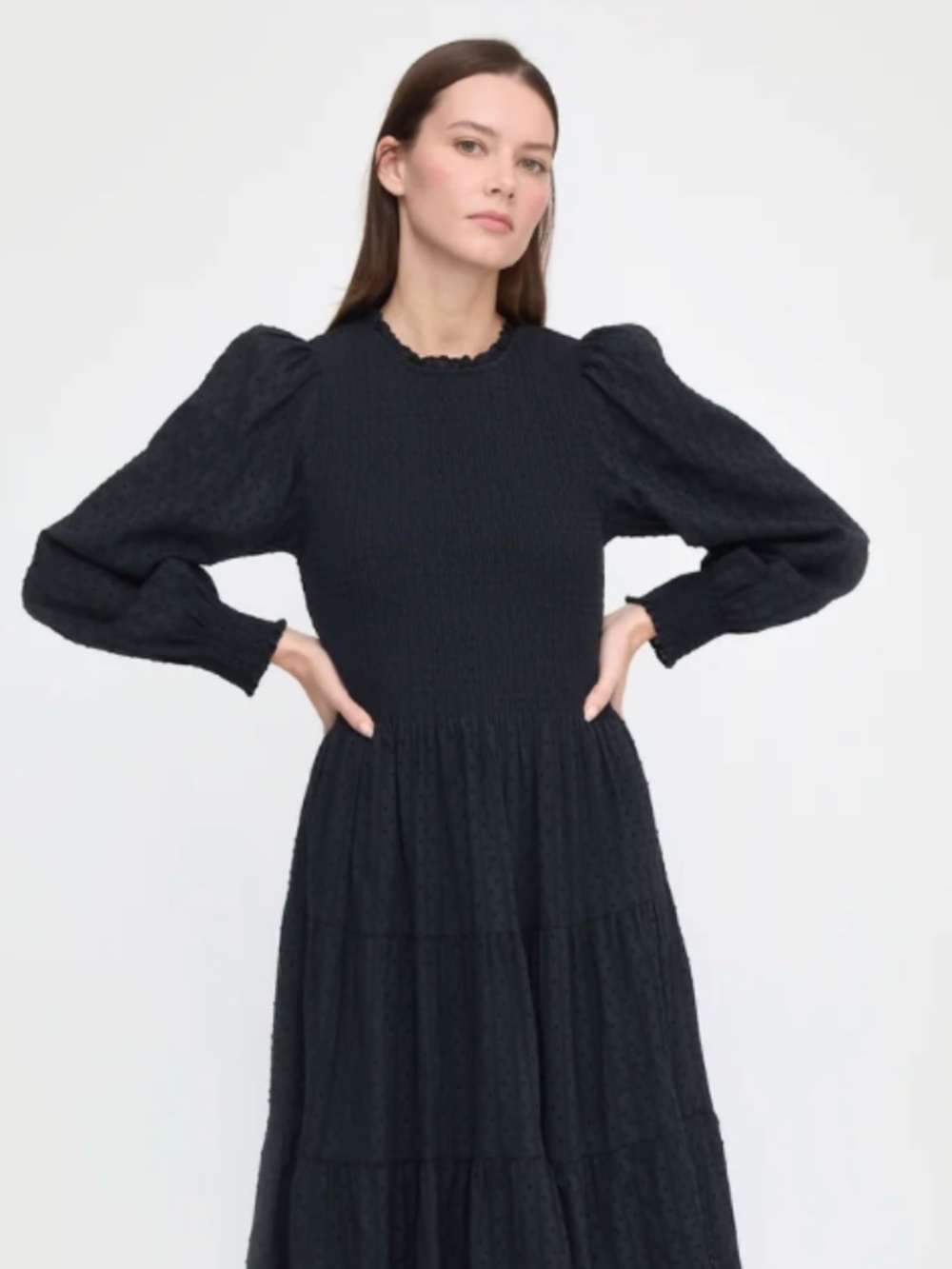 Hill House Viviana Nap Dress Black Linear Swiss Dot XS NWOT - Picture 2 of 11